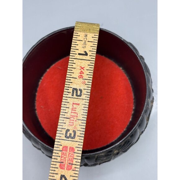 Vtg USSR Russian Black Plastic Trinket Box Floral Textured Lid - Picture 6 of 7